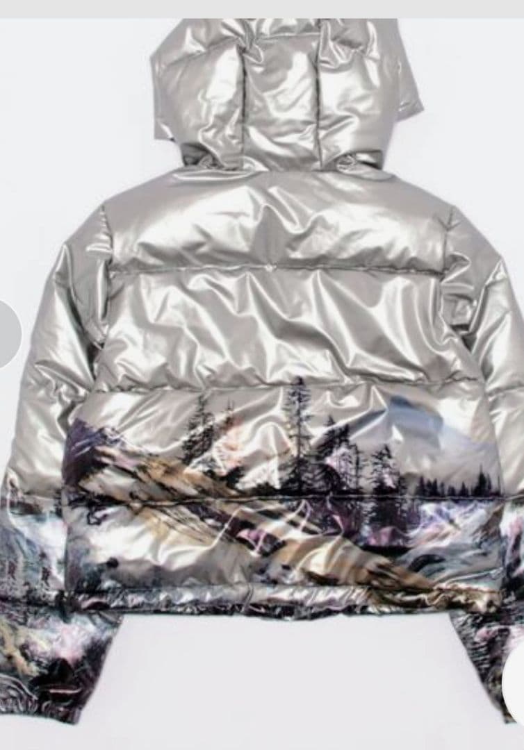 美品 Desigual デシグアルメタリックショートパデッドジャケット 短丈