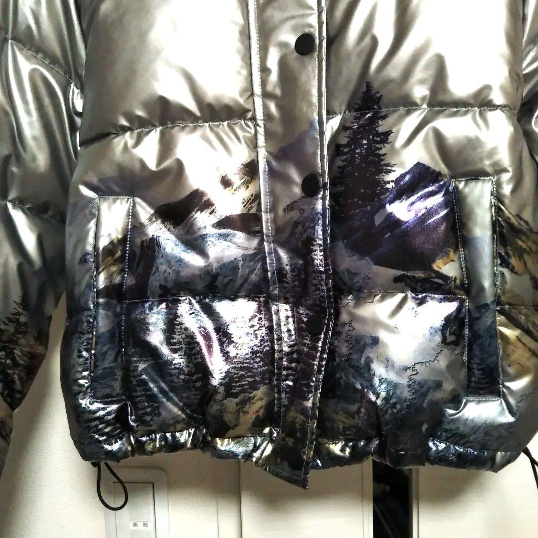 美品 Desigual デシグアルメタリックショートパデッドジャケット 短丈