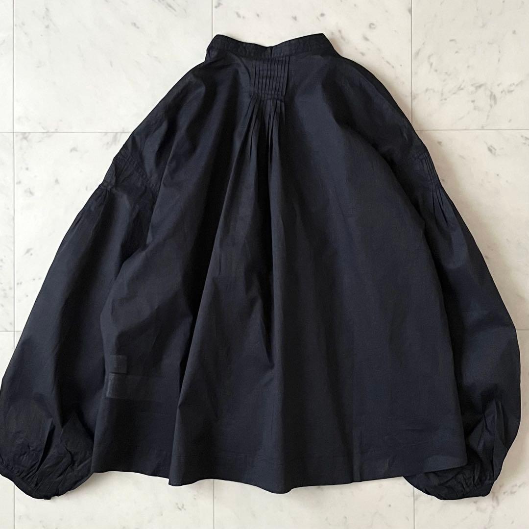 人気完売品＊タグ付 かぐれ コットンオーガンジーブラウス F 黒 長袖 日本製