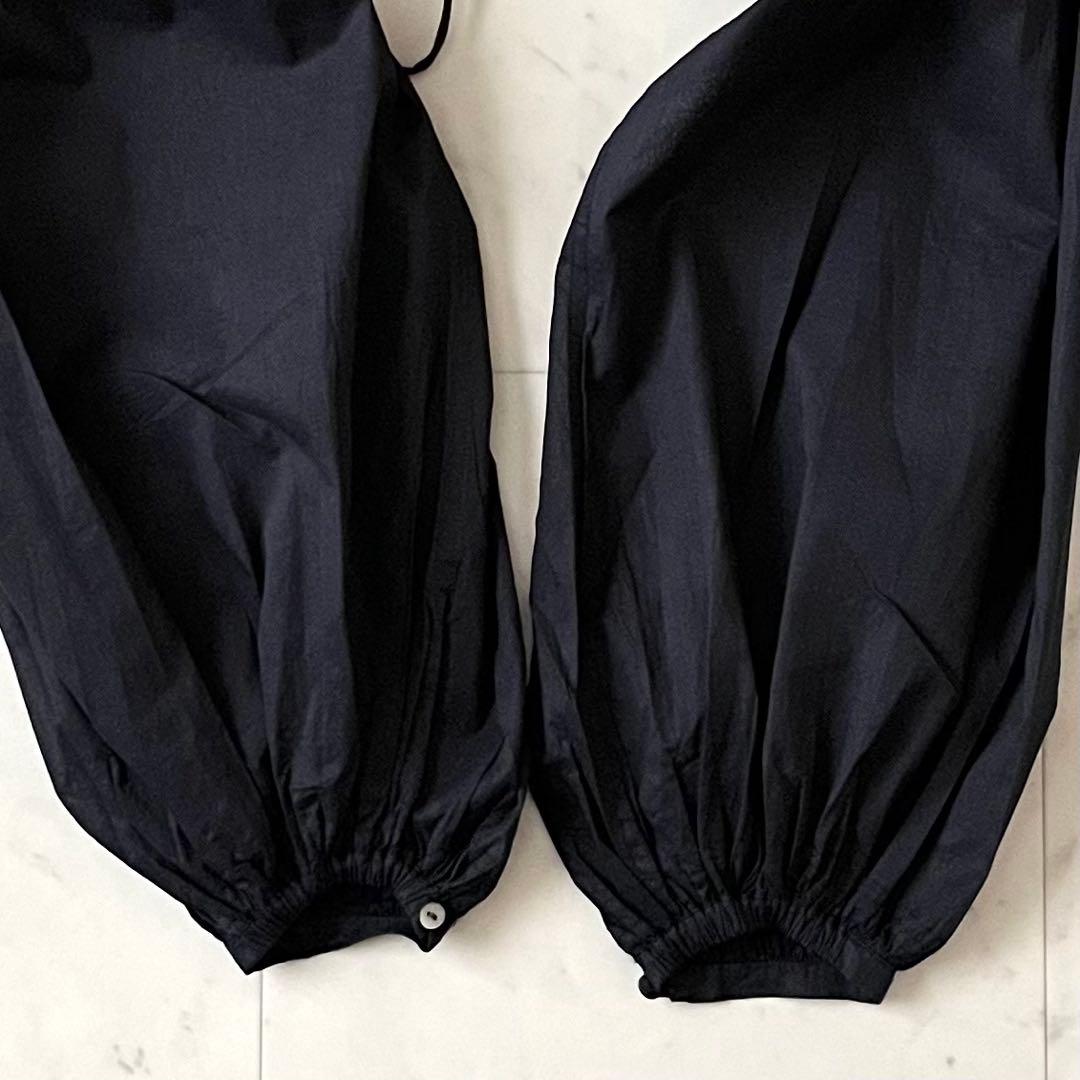 人気完売品＊タグ付 かぐれ コットンオーガンジーブラウス F 黒 長袖 日本製