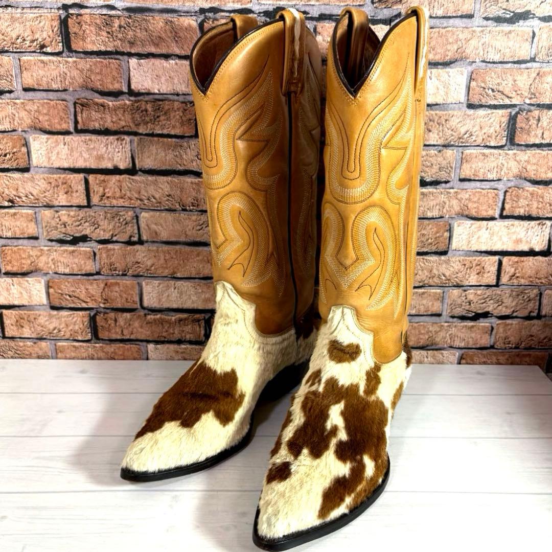 美品■RANCHO■ウエスタンブーツ✨タンレザー カウハイド コンビ カウボーイ
