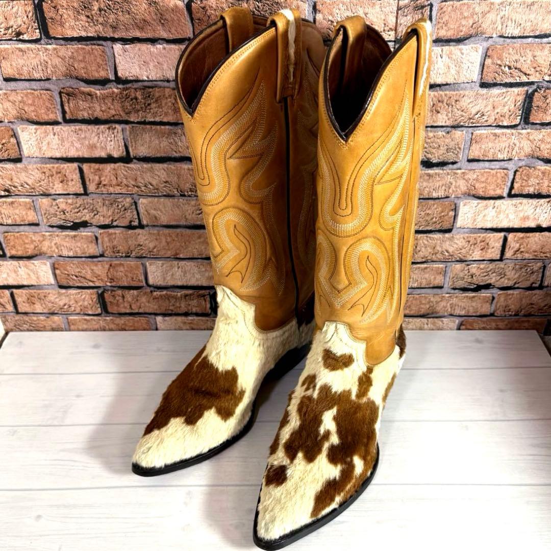 美品■RANCHO■ウエスタンブーツ✨タンレザー カウハイド コンビ カウボーイ