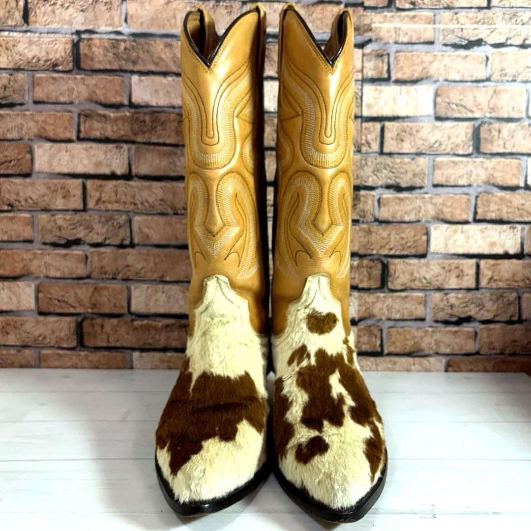 美品■RANCHO■ウエスタンブーツ✨タンレザー カウハイド コンビ カウボーイ