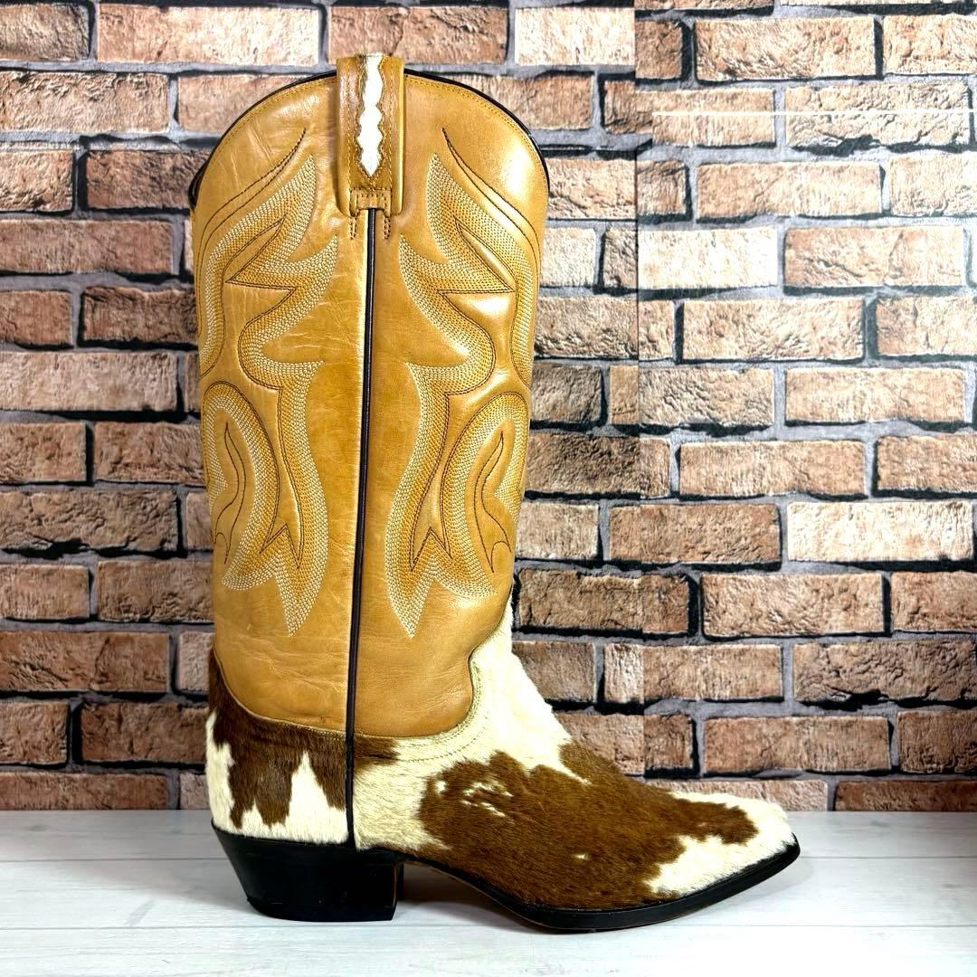 美品■RANCHO■ウエスタンブーツ✨タンレザー カウハイド コンビ カウボーイ