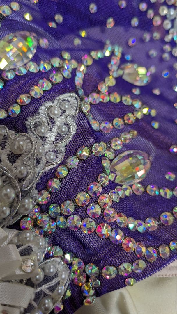 社交ダンススタンダードドレス／白樺ドレス/Mサイズ／紫/パープル／デモ