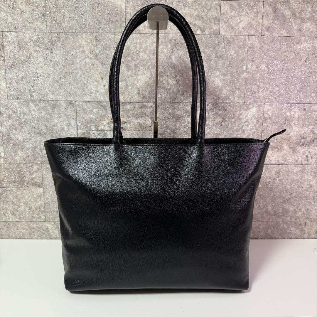 【大容量/内側の収納も抜群‼️】 ブラック レザー トートバッグ ビジネスバッグ