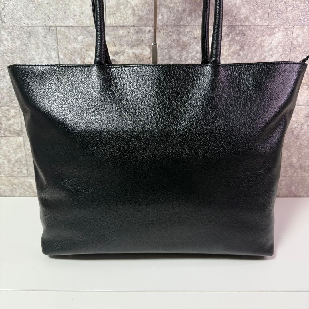 【大容量/内側の収納も抜群‼️】 ブラック レザー トートバッグ ビジネスバッグ