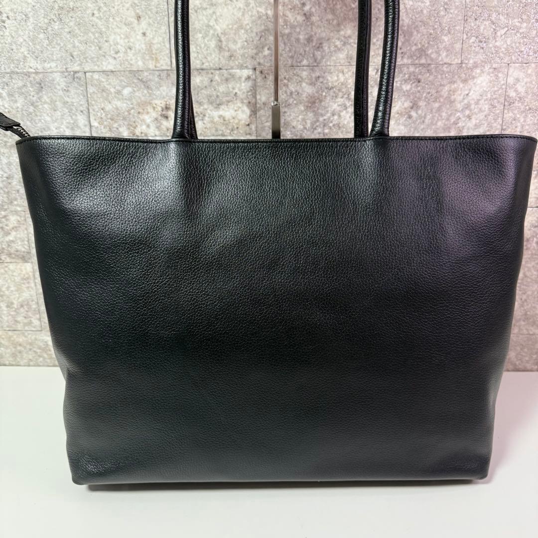 【大容量/内側の収納も抜群‼️】 ブラック レザー トートバッグ ビジネスバッグ