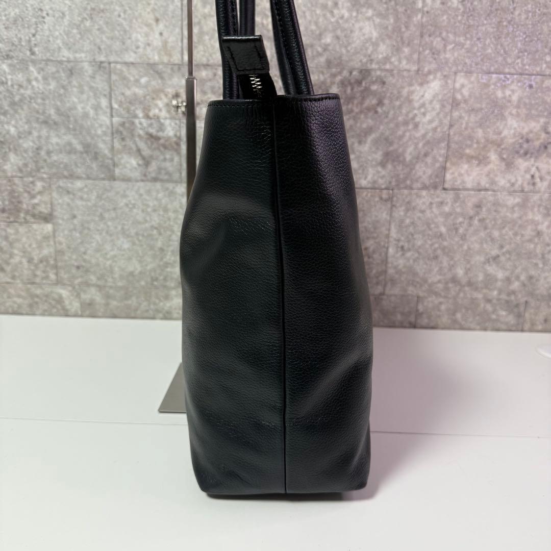 【大容量/内側の収納も抜群‼️】 ブラック レザー トートバッグ ビジネスバッグ