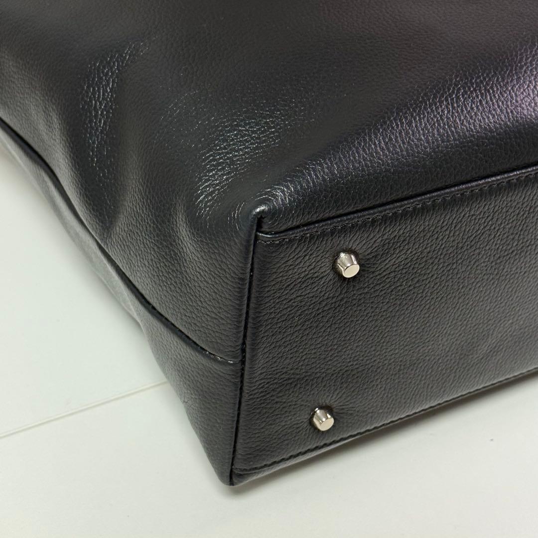 【大容量/内側の収納も抜群‼️】 ブラック レザー トートバッグ ビジネスバッグ