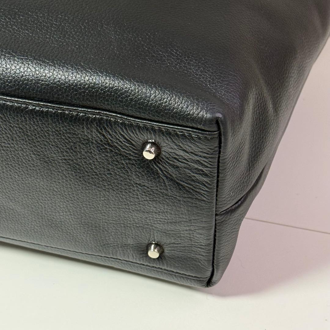 【大容量/内側の収納も抜群‼️】 ブラック レザー トートバッグ ビジネスバッグ