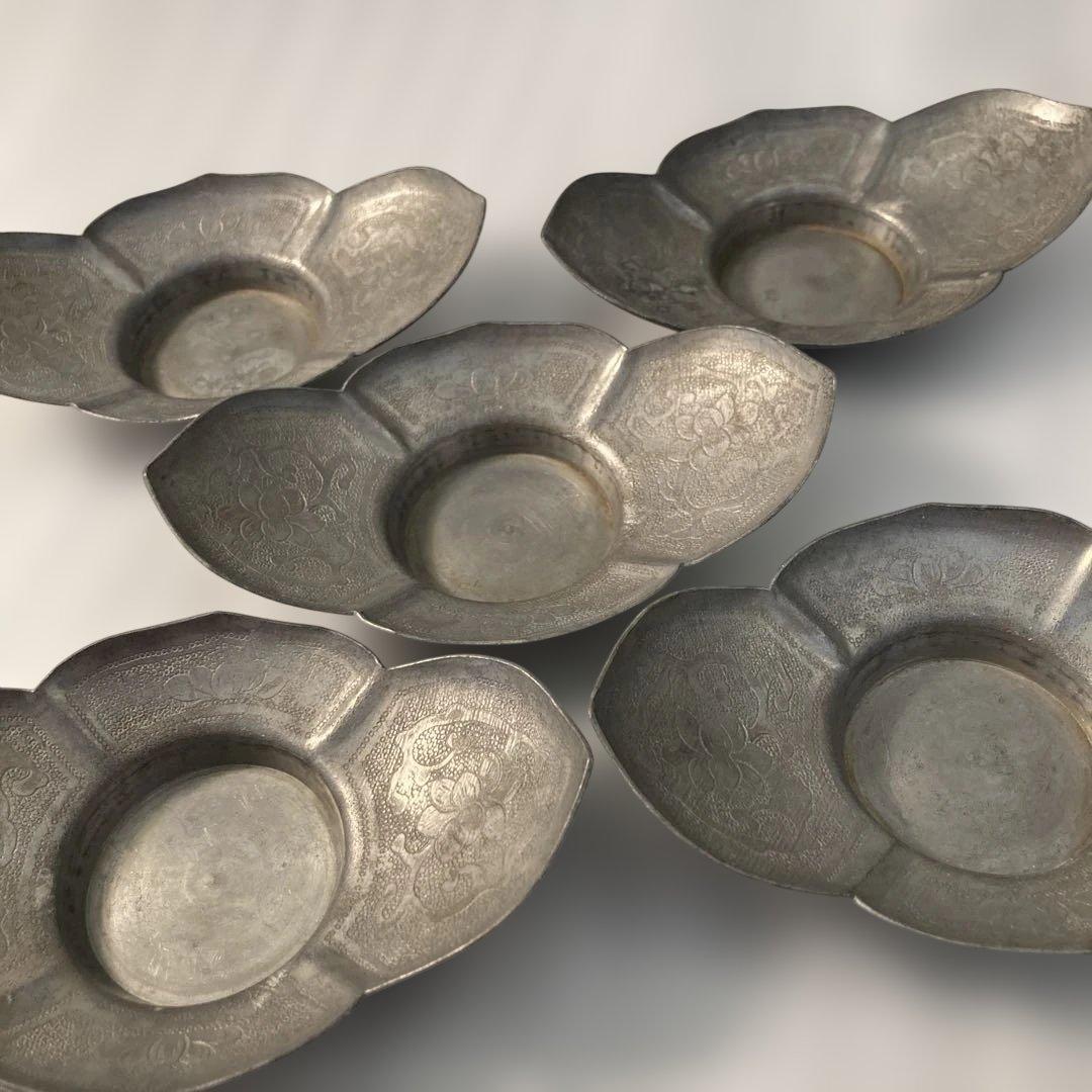 整理整頓！心掛け！　周聚源造　古錫製　茶托5客