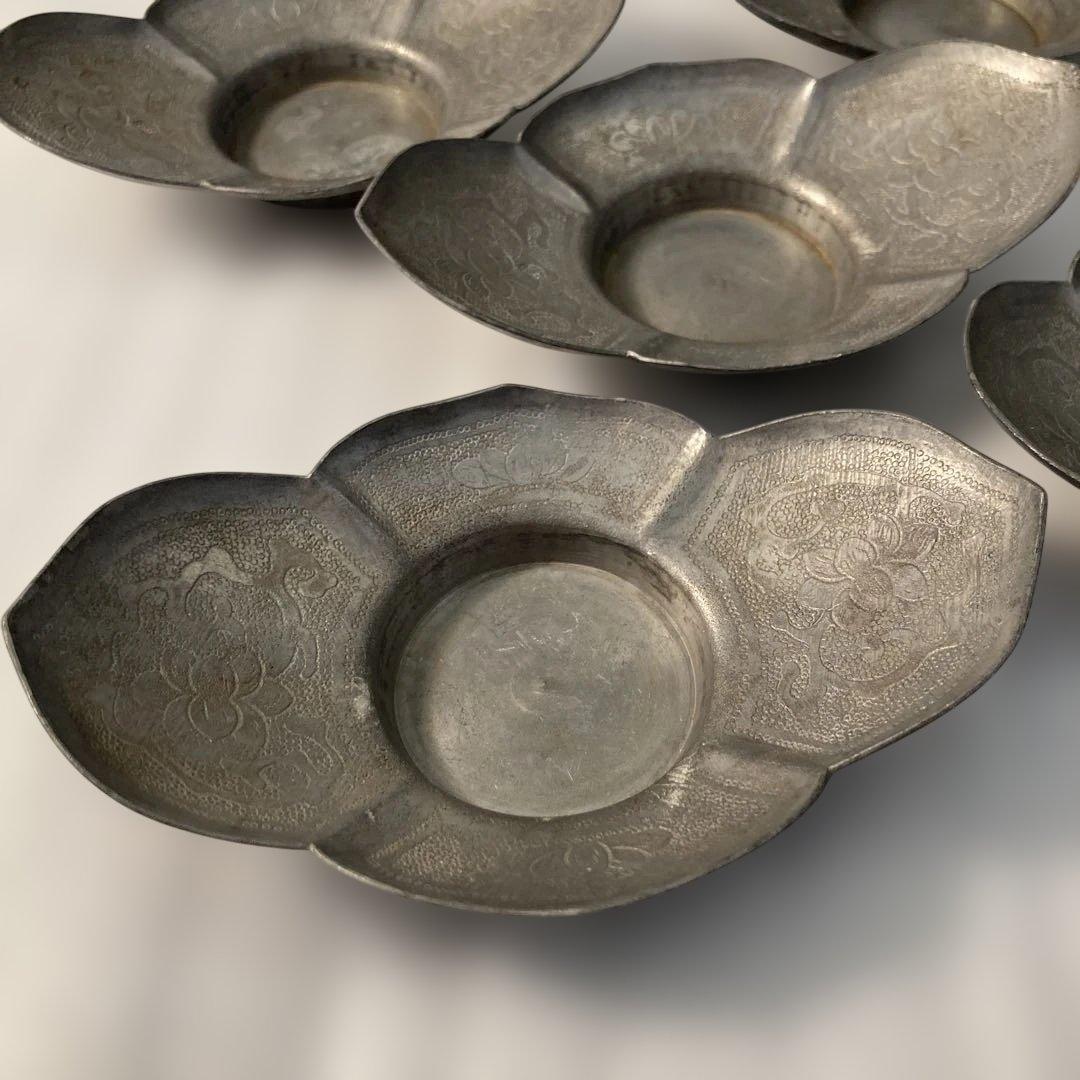 整理整頓！心掛け！　周聚源造　古錫製　茶托5客