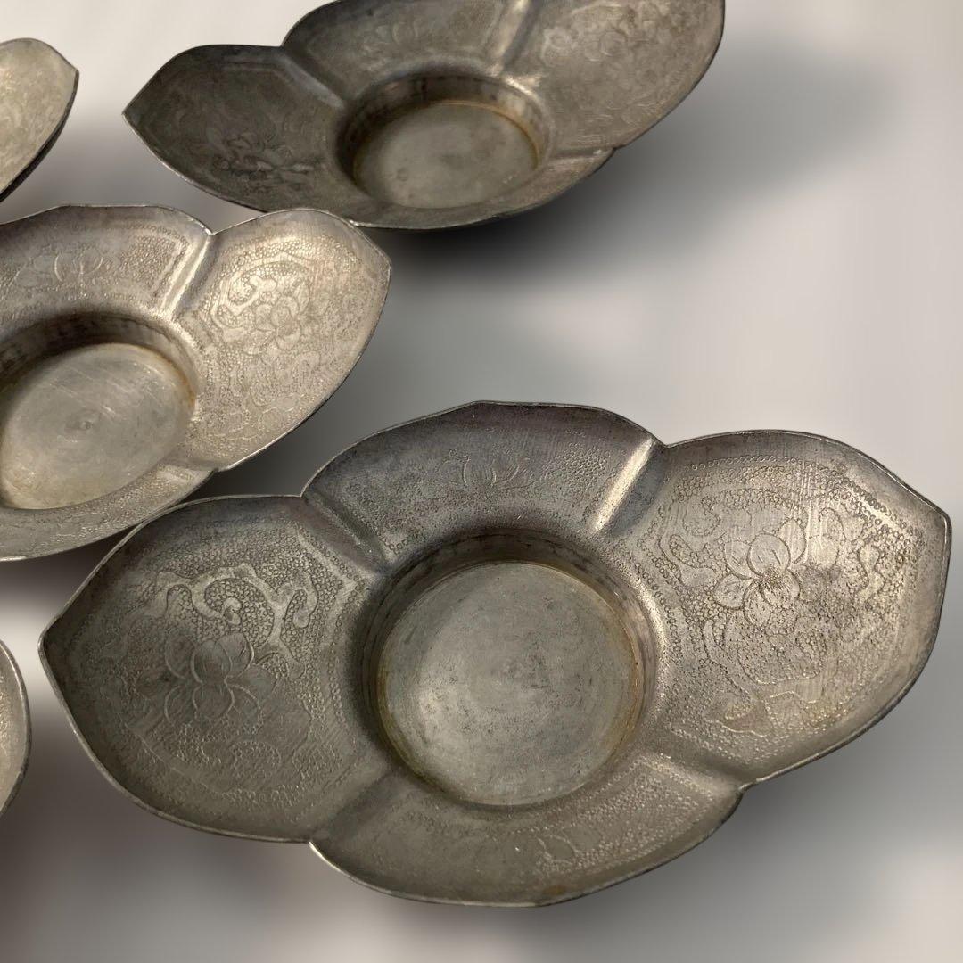 整理整頓！心掛け！　周聚源造　古錫製　茶托5客