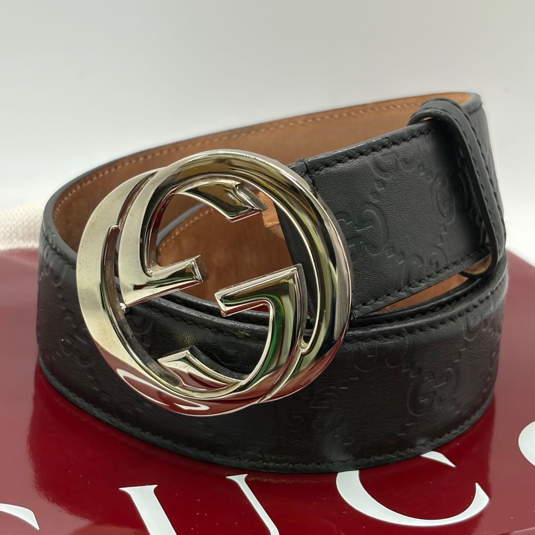 GUCCI☆インターロッキングGシマレザーベルト