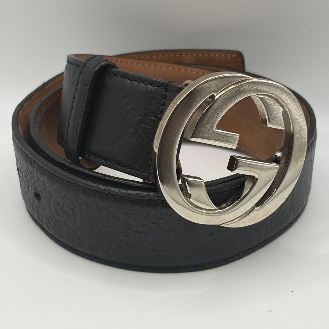 GUCCI☆インターロッキングGシマレザーベルト