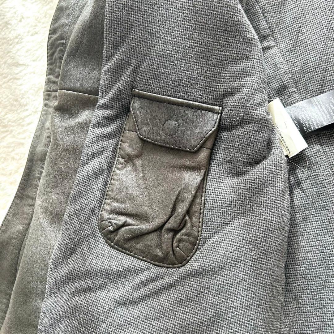 ARMANI COLLEZIONI 羊革 フーデッド レザージャケット 48