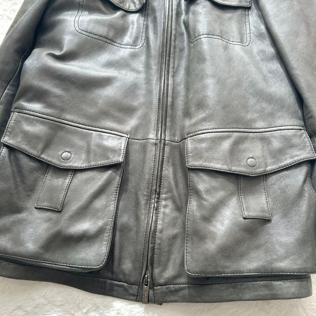 ARMANI COLLEZIONI 羊革 フーデッド レザージャケット 48