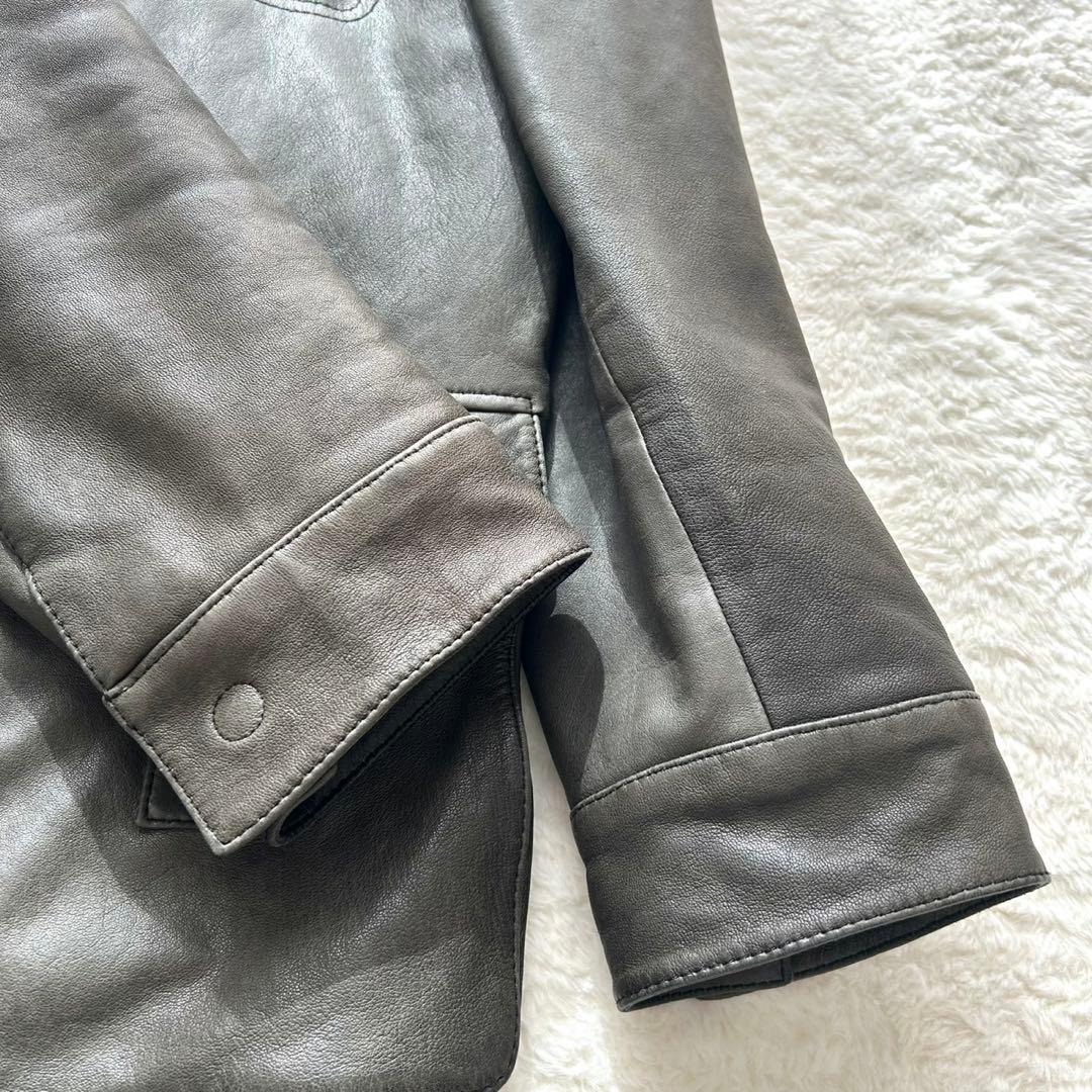 ARMANI COLLEZIONI 羊革 フーデッド レザージャケット 48