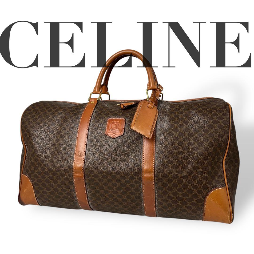 良品 4671 CELINE セリーヌ ボストンバッグ マカダム柄 ブラウン