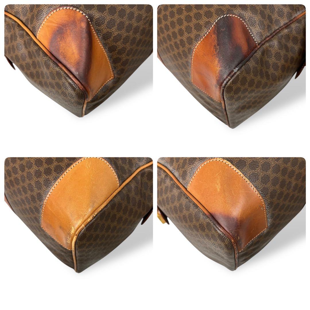 良品 4671 CELINE セリーヌ ボストンバッグ マカダム柄 ブラウン