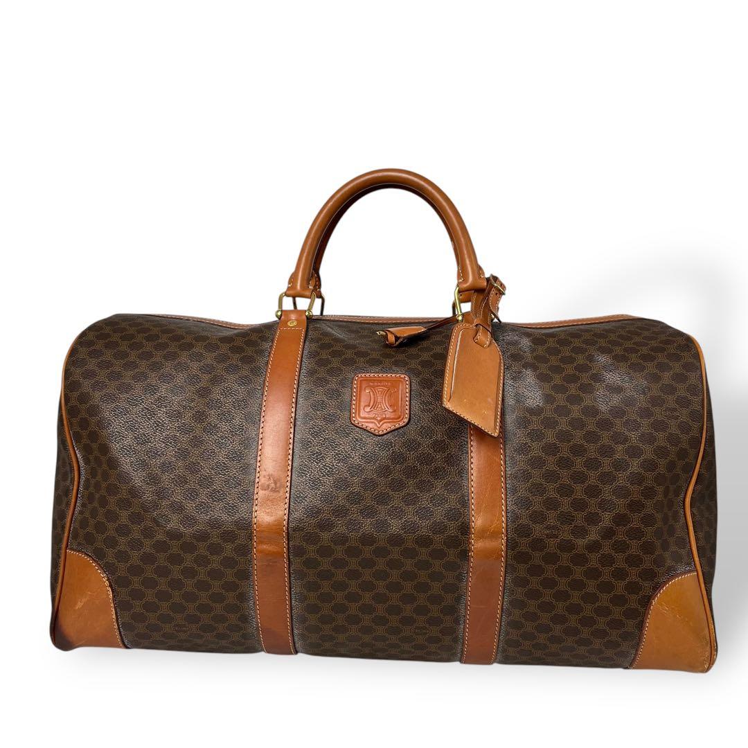 良品 4671 CELINE セリーヌ ボストンバッグ マカダム柄 ブラウン