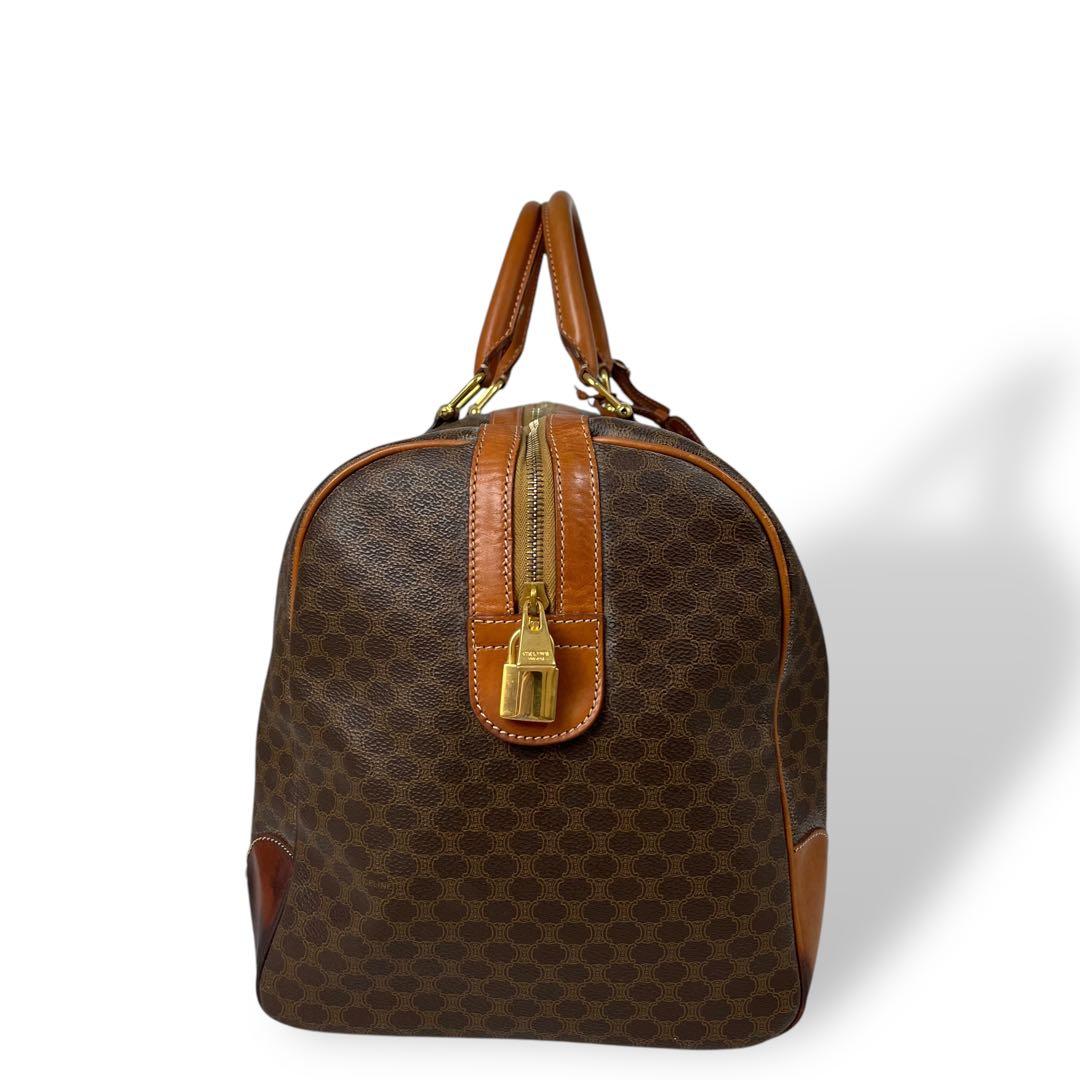 良品 4671 CELINE セリーヌ ボストンバッグ マカダム柄 ブラウン