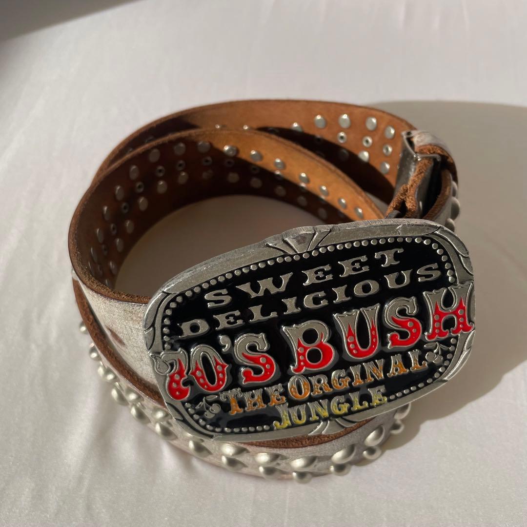 fine pewter ベルト シルバー ブラウン スタッズ打ち付きベルト　希少