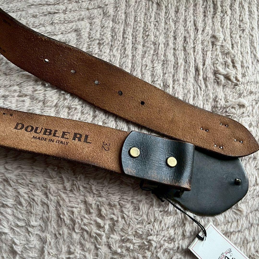 極美品 RRL ダブルアールエル ロゴバックル レザー ベルト メンズ