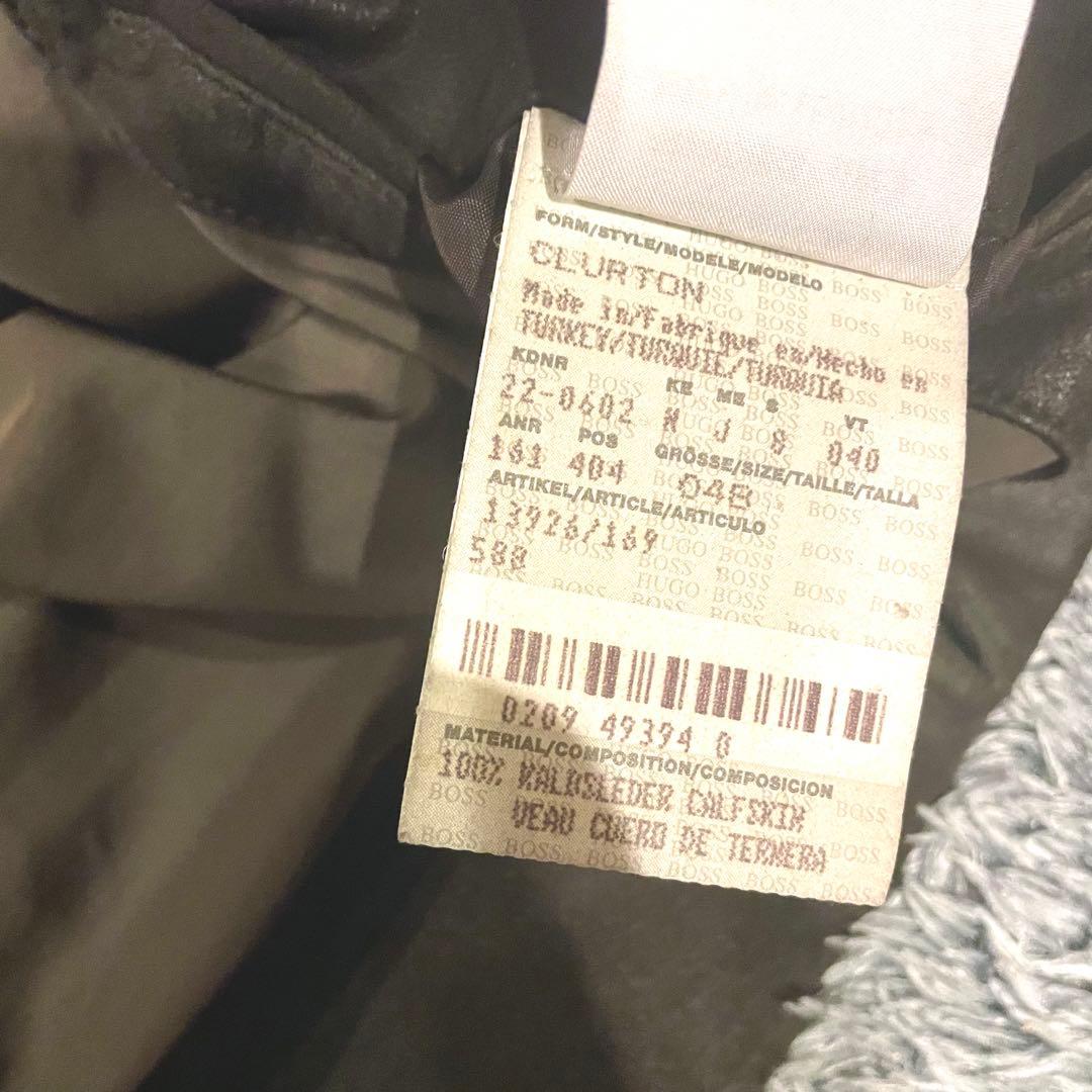 ヒューゴボス 山羊革 テーラードジャケット ゴートレザー ブラウン系 メンズ