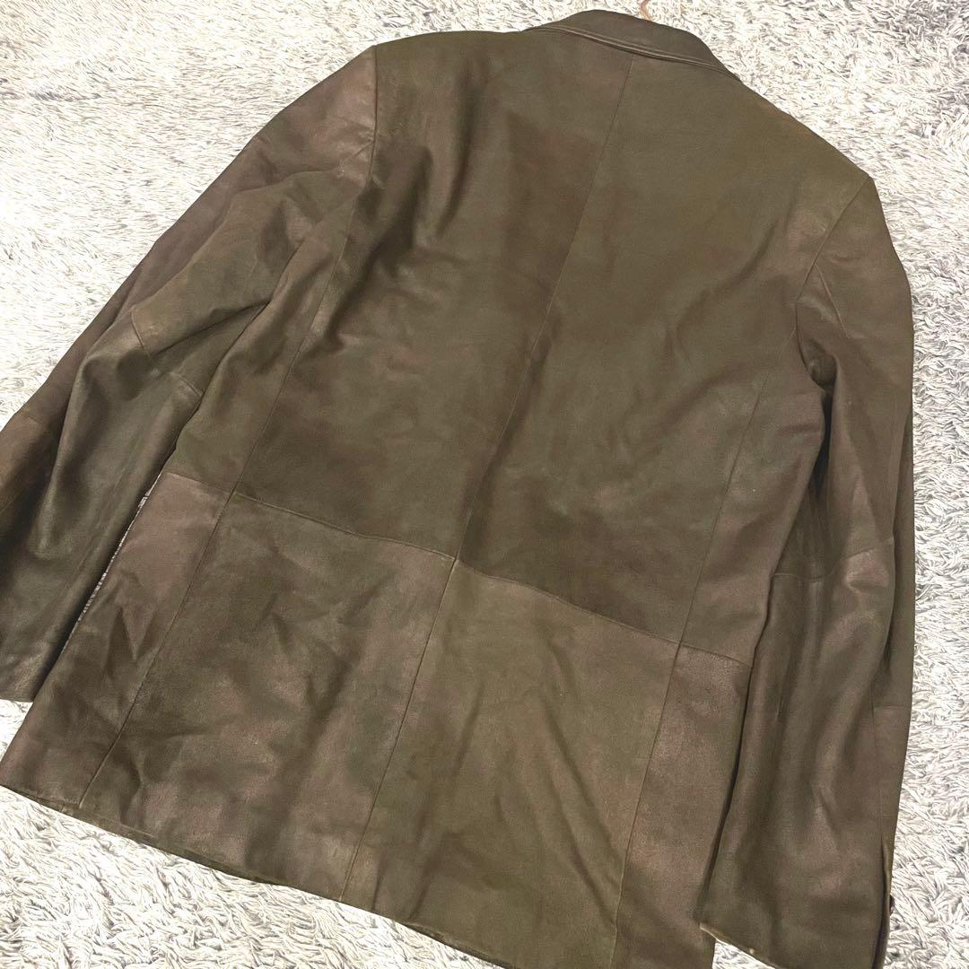 ヒューゴボス 山羊革 テーラードジャケット ゴートレザー ブラウン系 メンズ