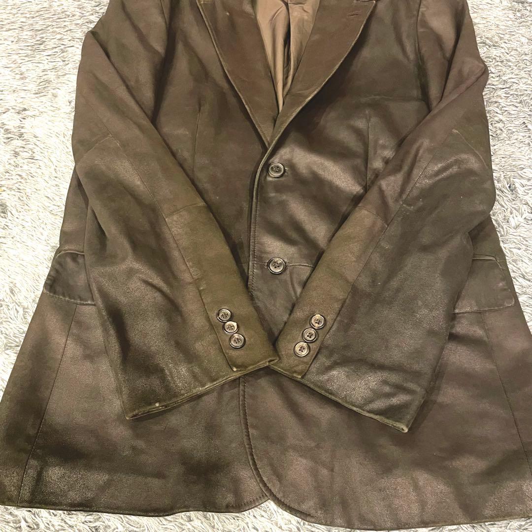 ヒューゴボス 山羊革 テーラードジャケット ゴートレザー ブラウン系 メンズ