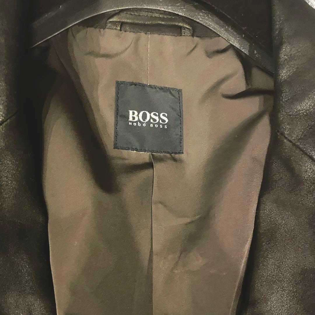 ヒューゴボス 山羊革 テーラードジャケット ゴートレザー ブラウン系 メンズ