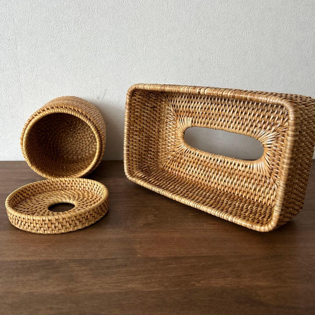 アタ&ラタン　まとめ売り　ティッシュカバー　プレート　　小物入れ　ボウル　トレー