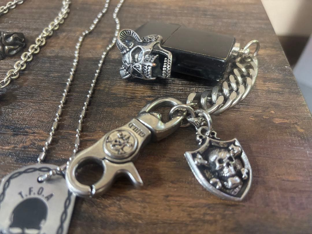 鬼*U様 スカルデザイン ネックレスとブレスレットと指輪とジッポセット
