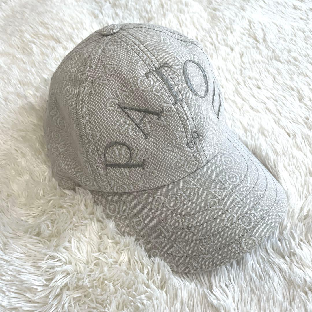 レア✨美品✨PATOU ベースボールキャップ　シグネチャ　総柄　刺繍　ベージュ