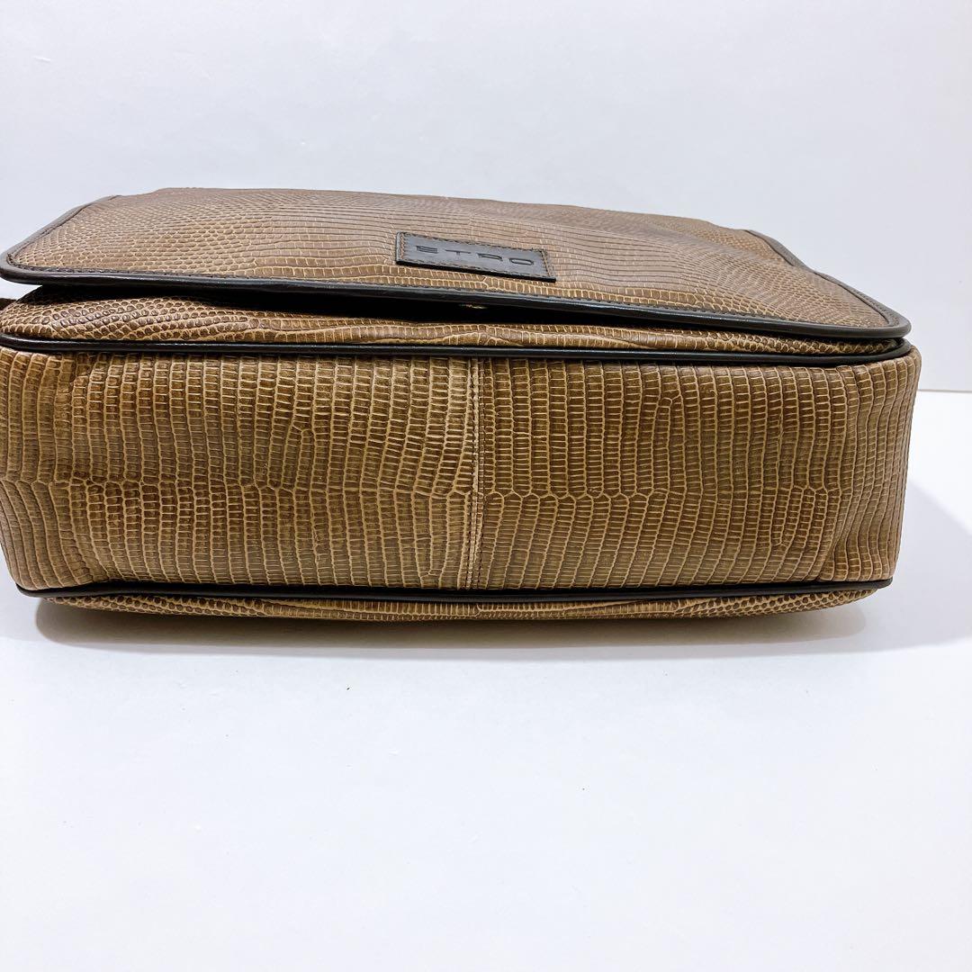 【逸品】ETRO レザー　メッセンジャー　ショルダーバッグ　蛇柄　型押し