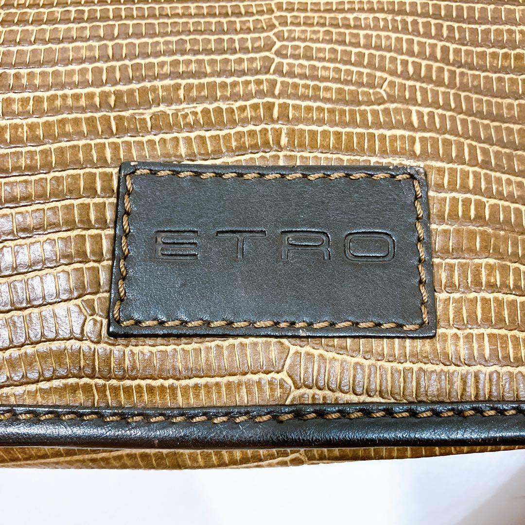 【逸品】ETRO レザー　メッセンジャー　ショルダーバッグ　蛇柄　型押し