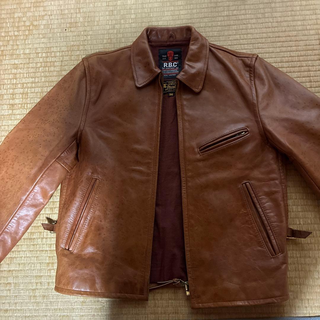 R.B.C ステアハイド シングル ライダースジャケット ブラウン 36