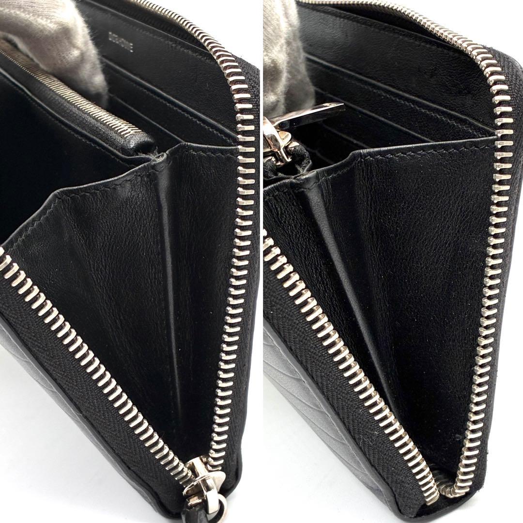 極美品 クリスチャンディオール オム 長財布 CDロゴ ラウンドジップ レザー