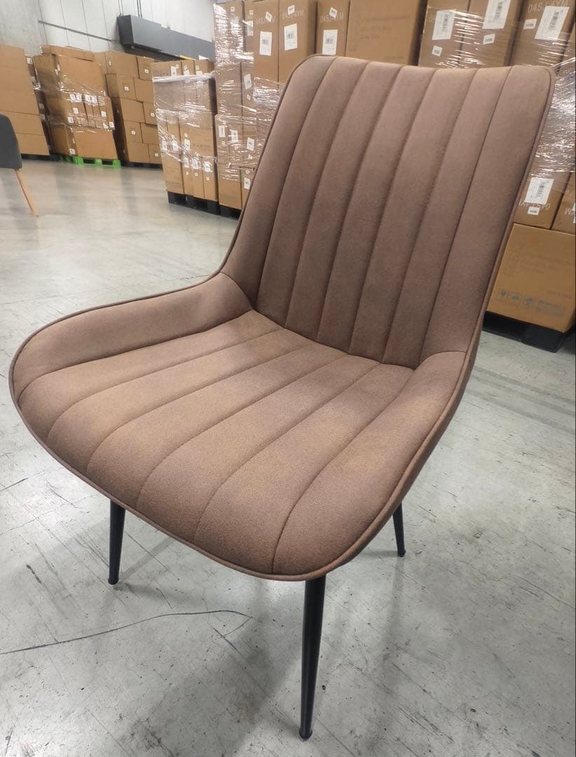 新品ダイニングチェア　反毛皮　疲れにくい おしゃれ 北欧風ブラウン4脚セット