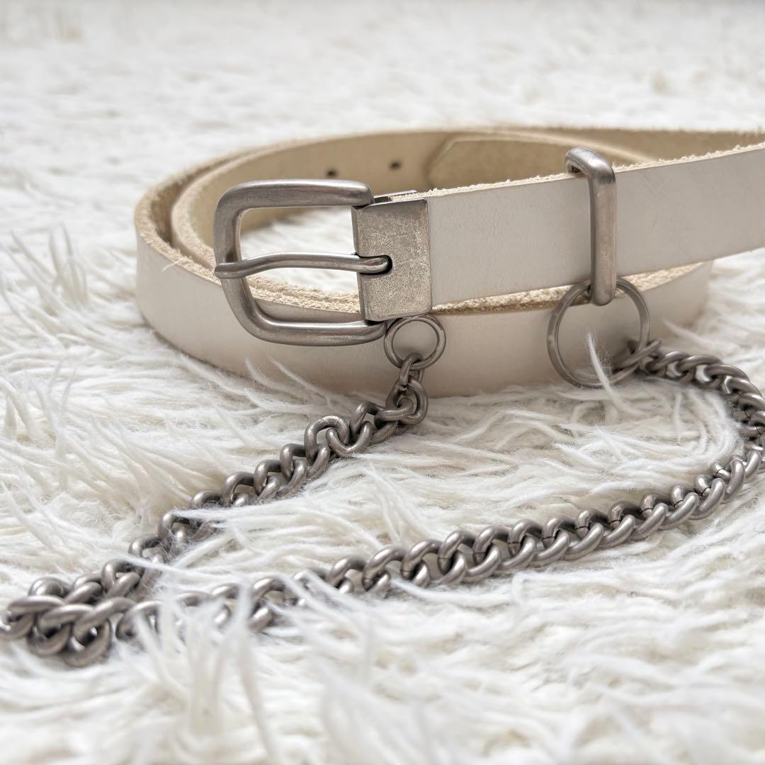 COMME des GARCONS HOMME PLUS チェーン付きベルト　白