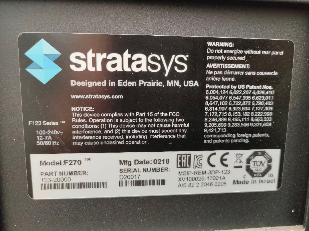 Stratasys F270 ストラタシス 3Dプリンター　中古品