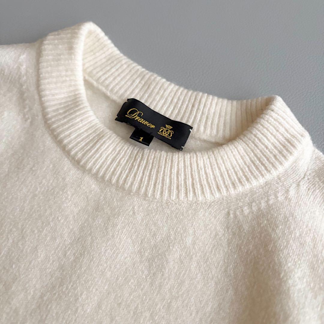美品✨Drawer ドゥロワー アルパカ クルーネックニット セーター 白 1