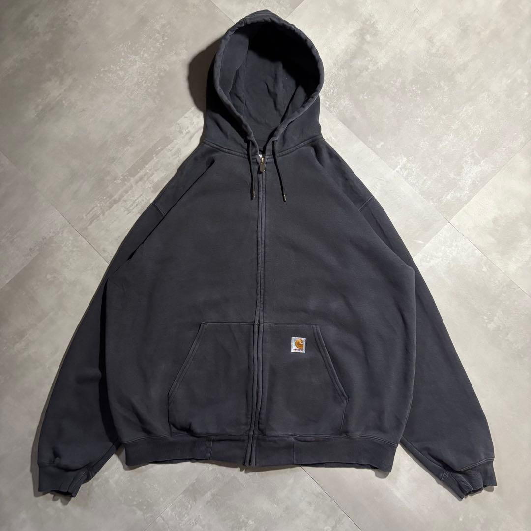 カーハート carhartt パーカー　フルジップ　サンフェード　ブラック　黒