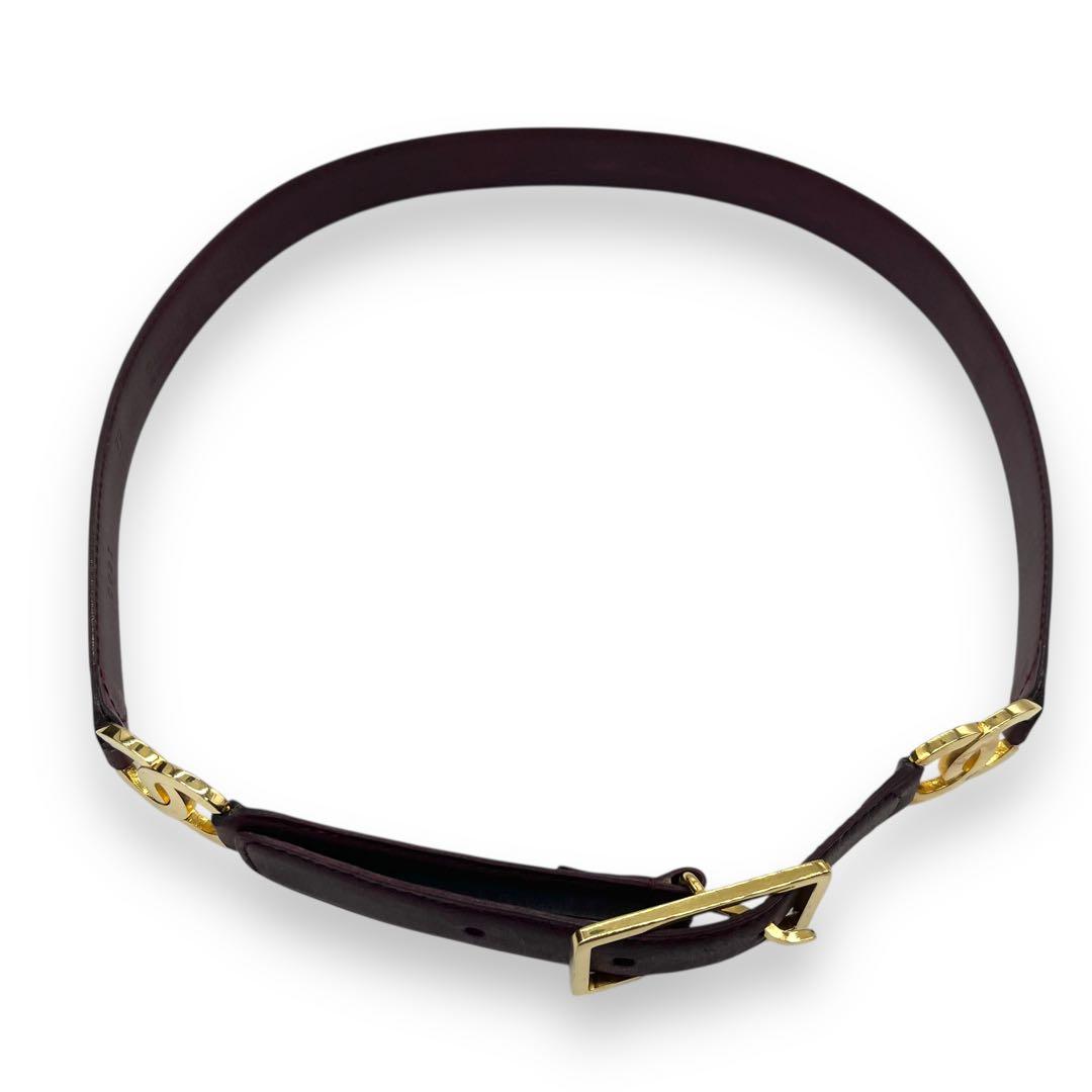 美品■シャネル　２連　ココマーク　ウエストベルト　ボルドー　ゴールド金具