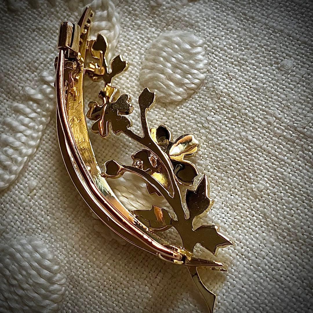 k18 ヴィクトリアン　オールドマインカットダイヤモンド＆シードパール　ブローチ