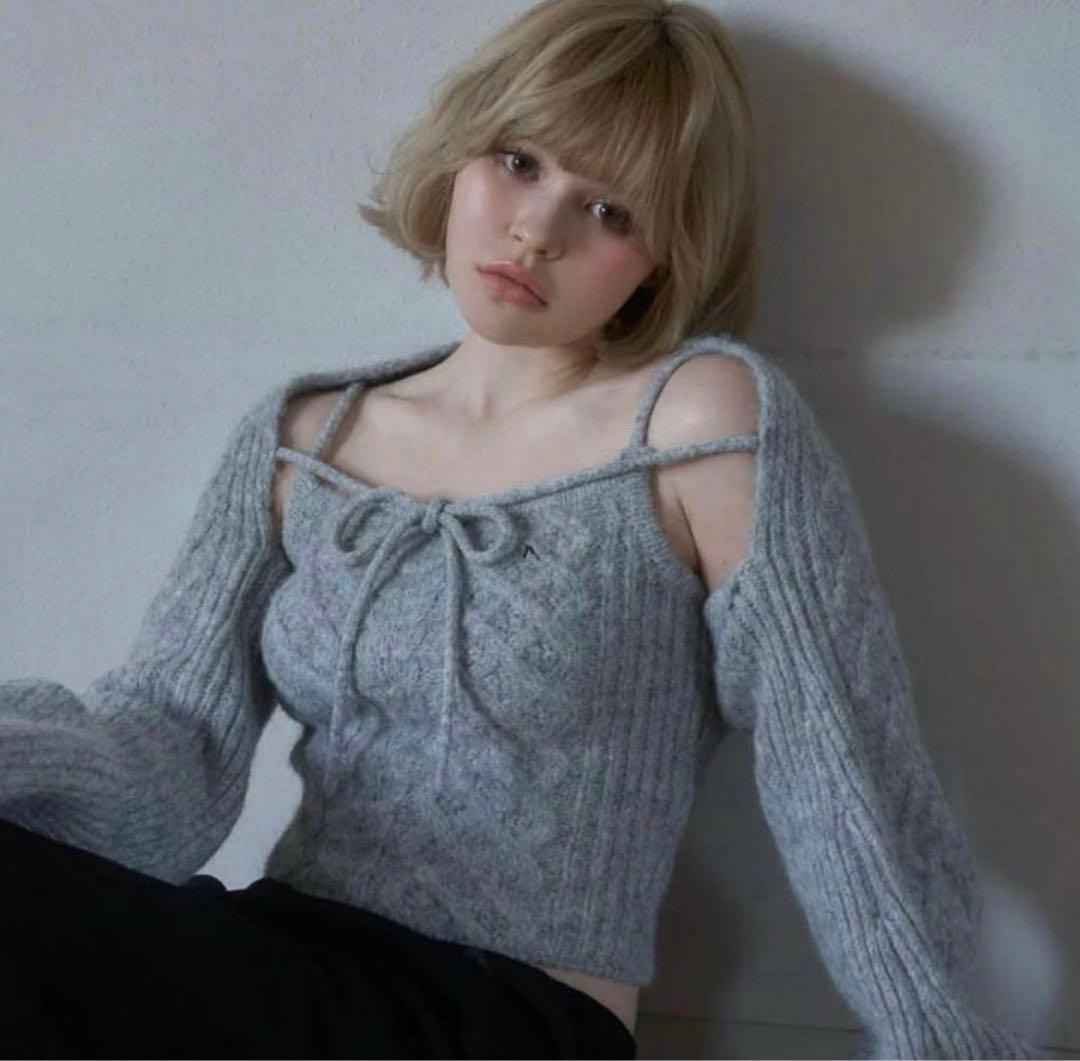 andmary ♡ Heart cable knit set アンドマリー