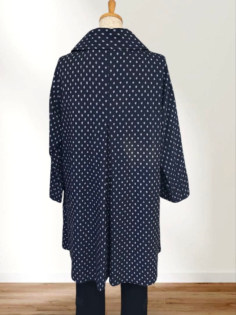 儀右衛門　ギエモン　絣　カジュアル　コート　裏地付　ジャケット　ネイビー