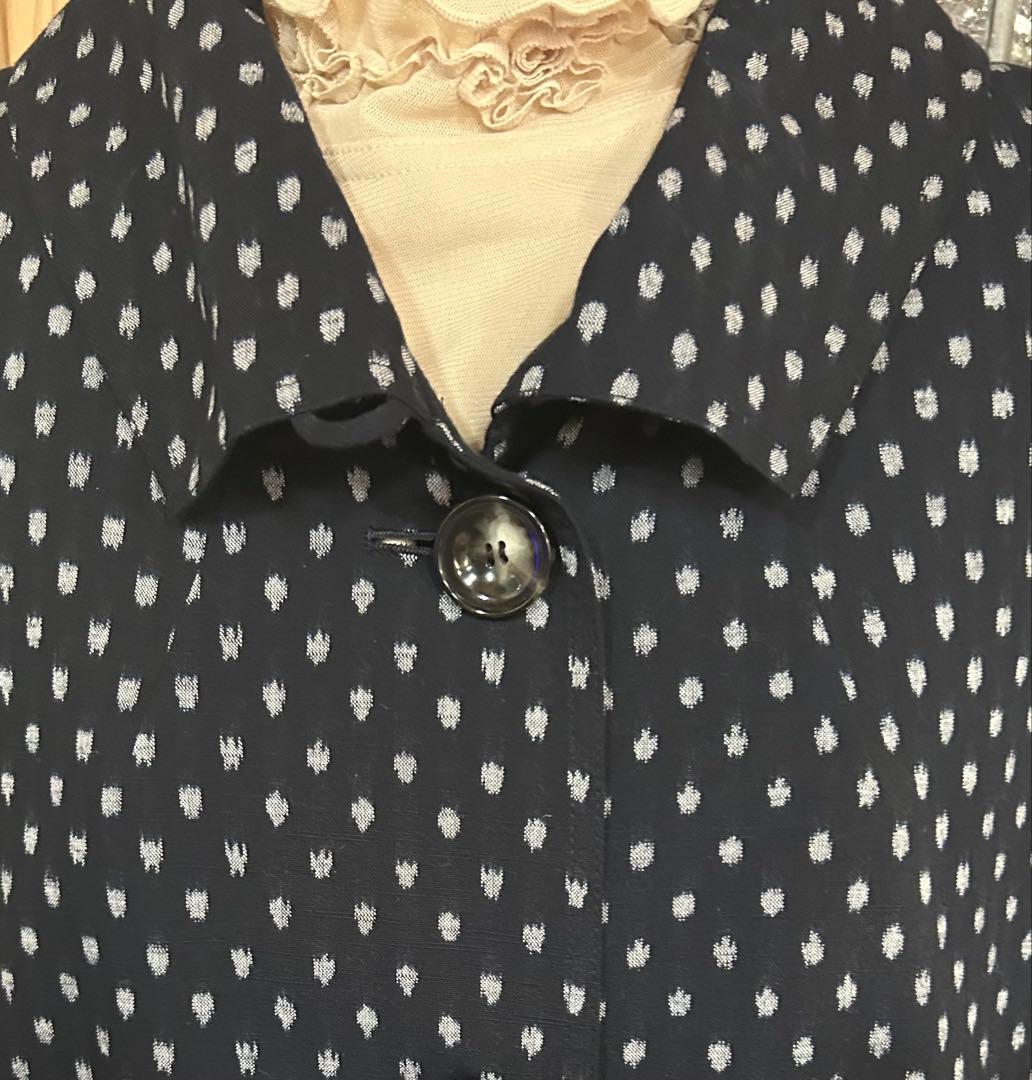 儀右衛門　ギエモン　絣　カジュアル　コート　裏地付　ジャケット　ネイビー